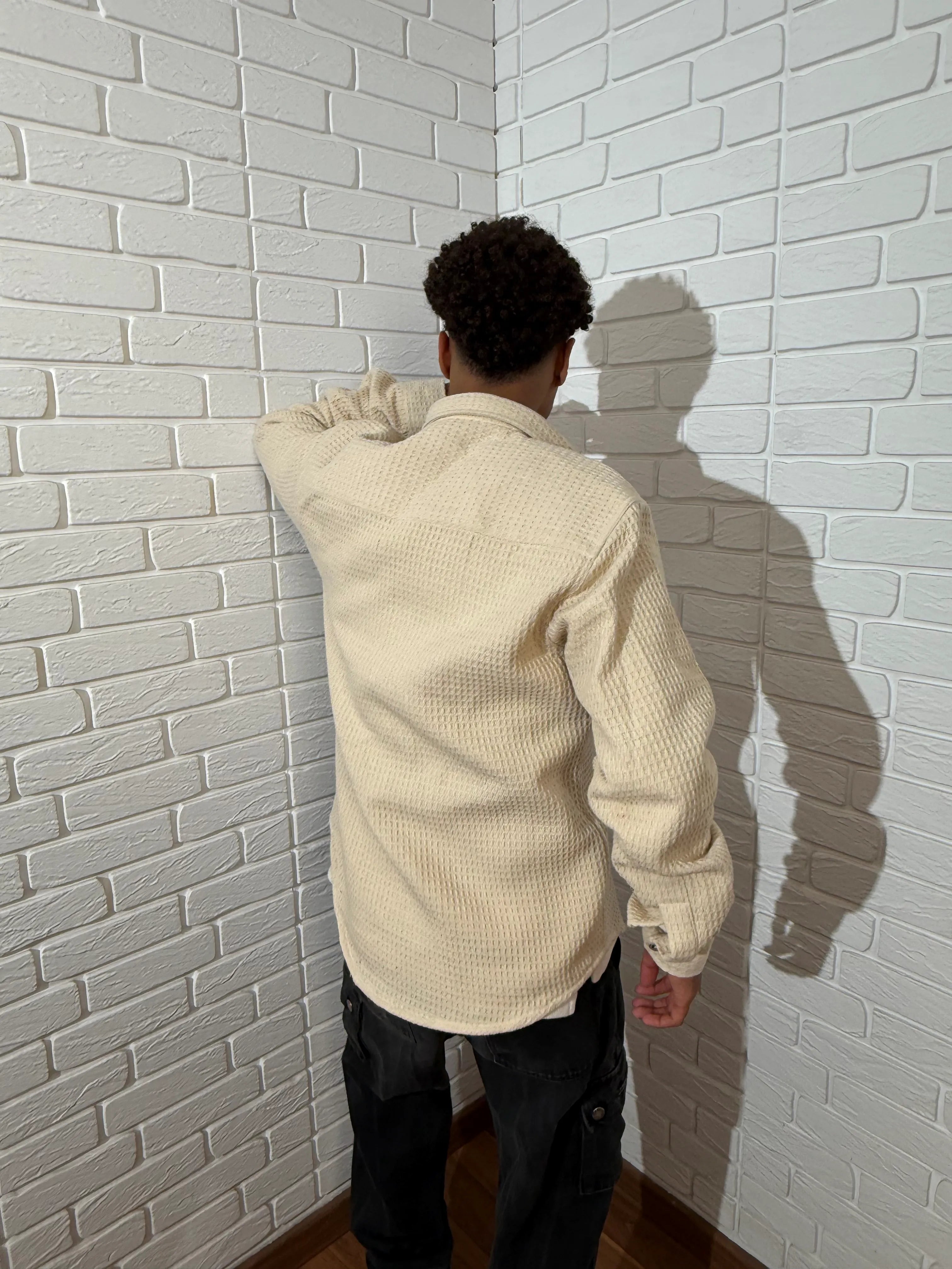 Relaxed Cotton Shirt - Beige.