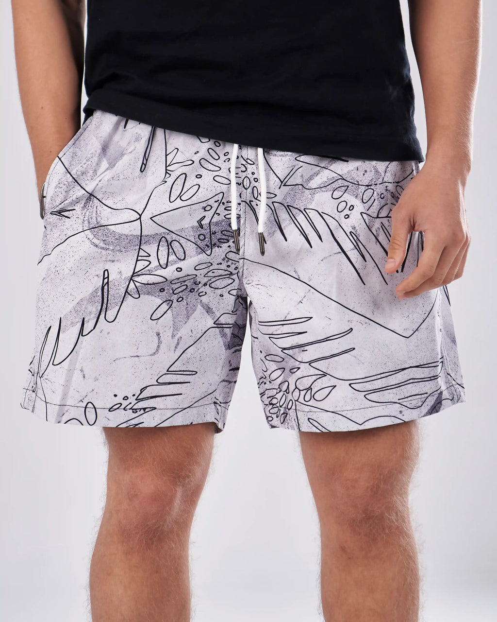 Swimshort – Gray Tropical Print