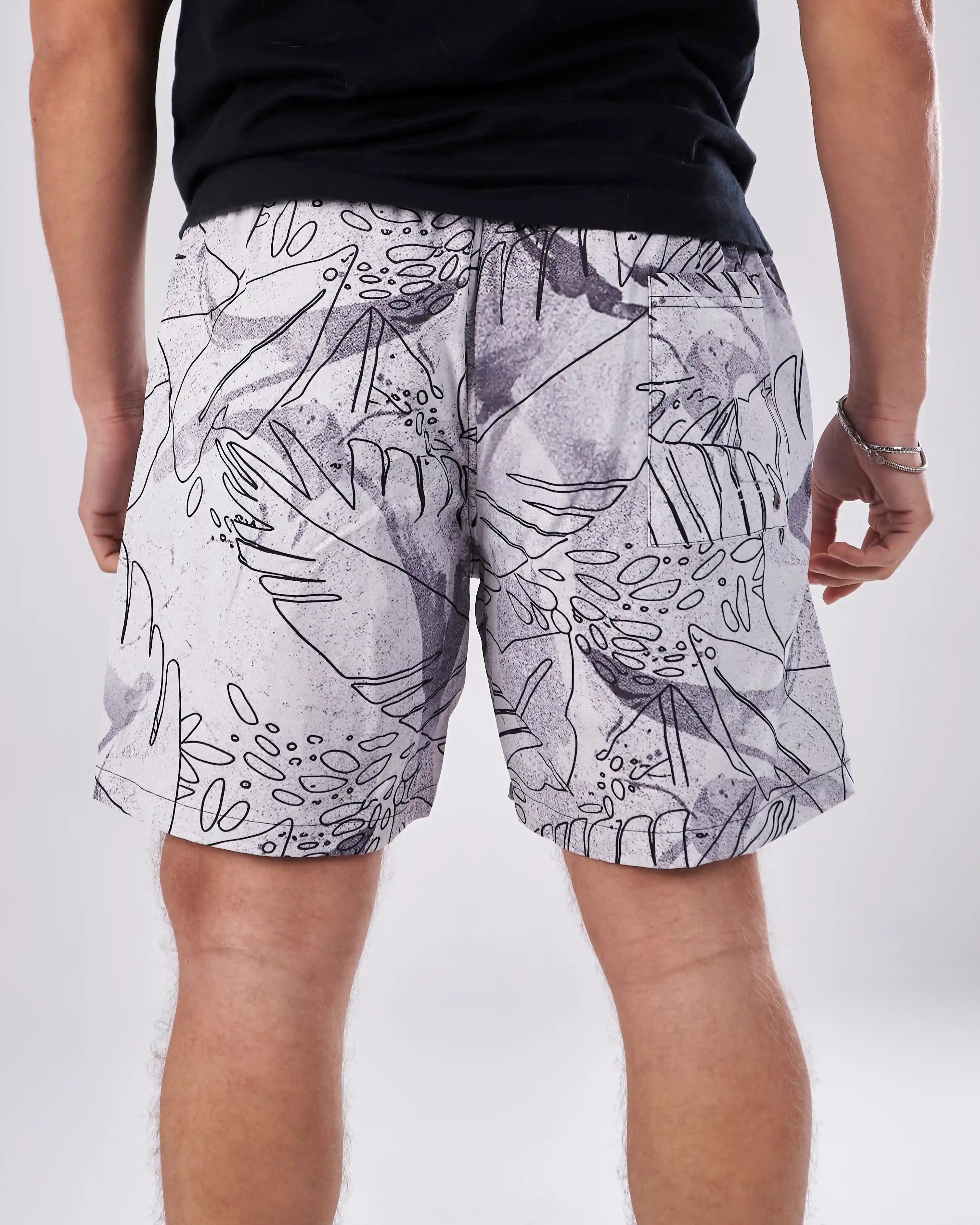 Swimshort – Gray Tropical Print