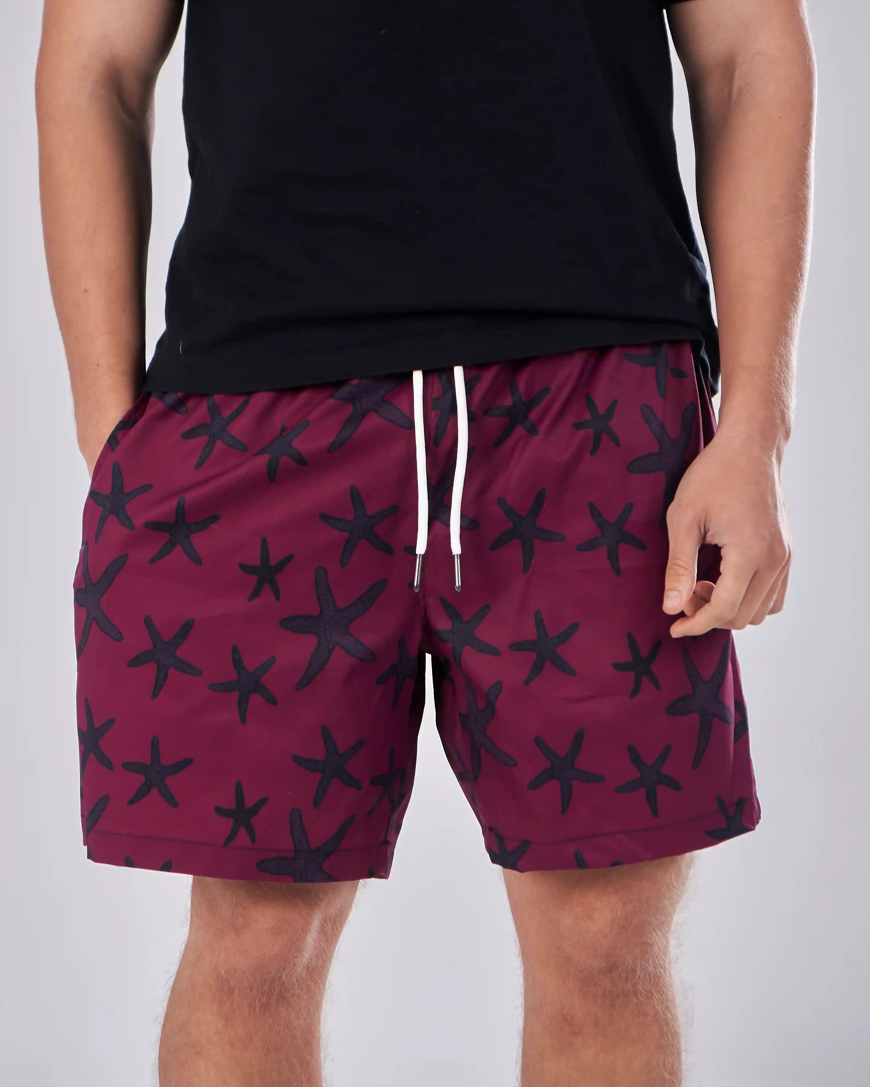 Swimshort – Burgundy Starfish Print