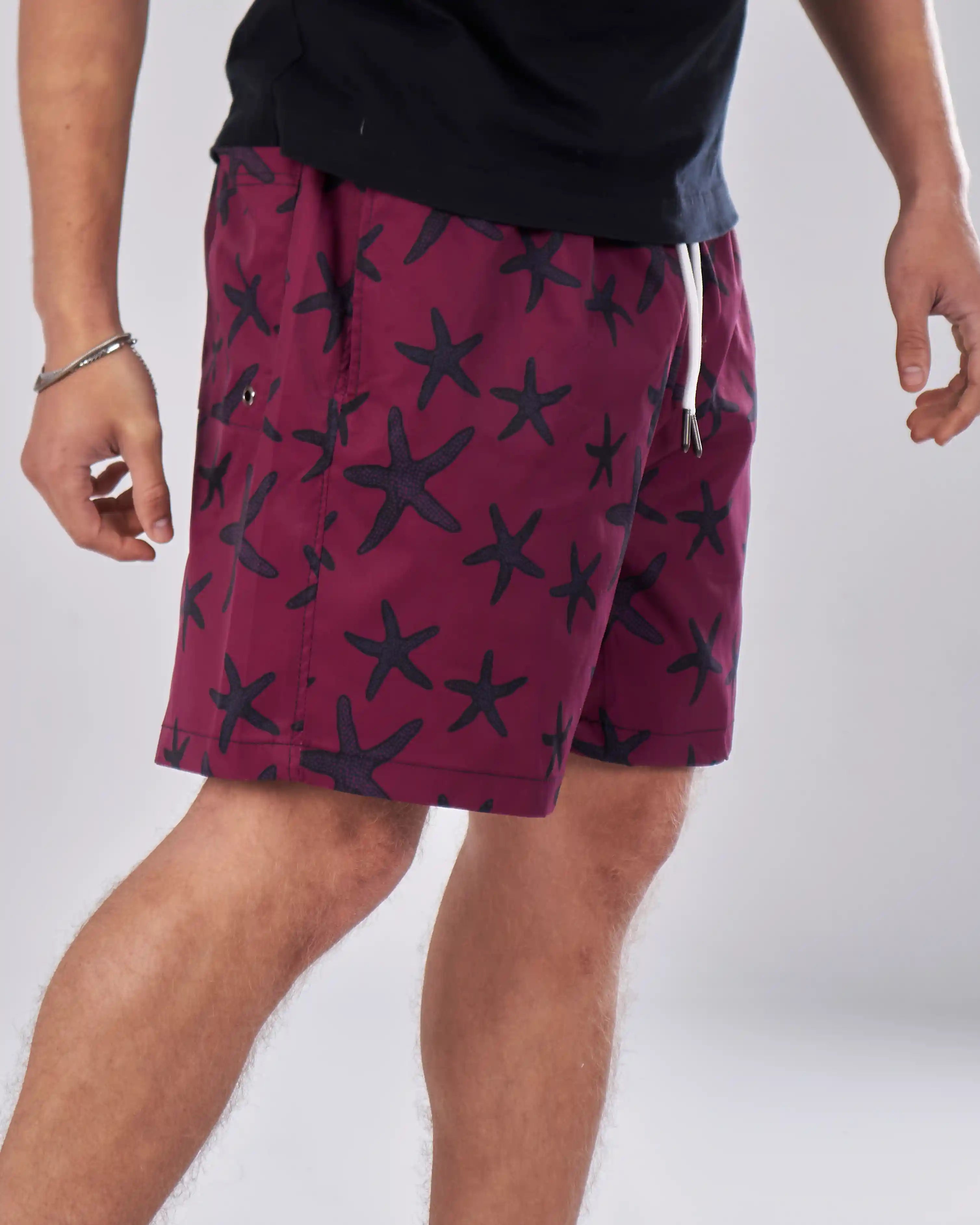 Swimshort – Burgundy Starfish Print