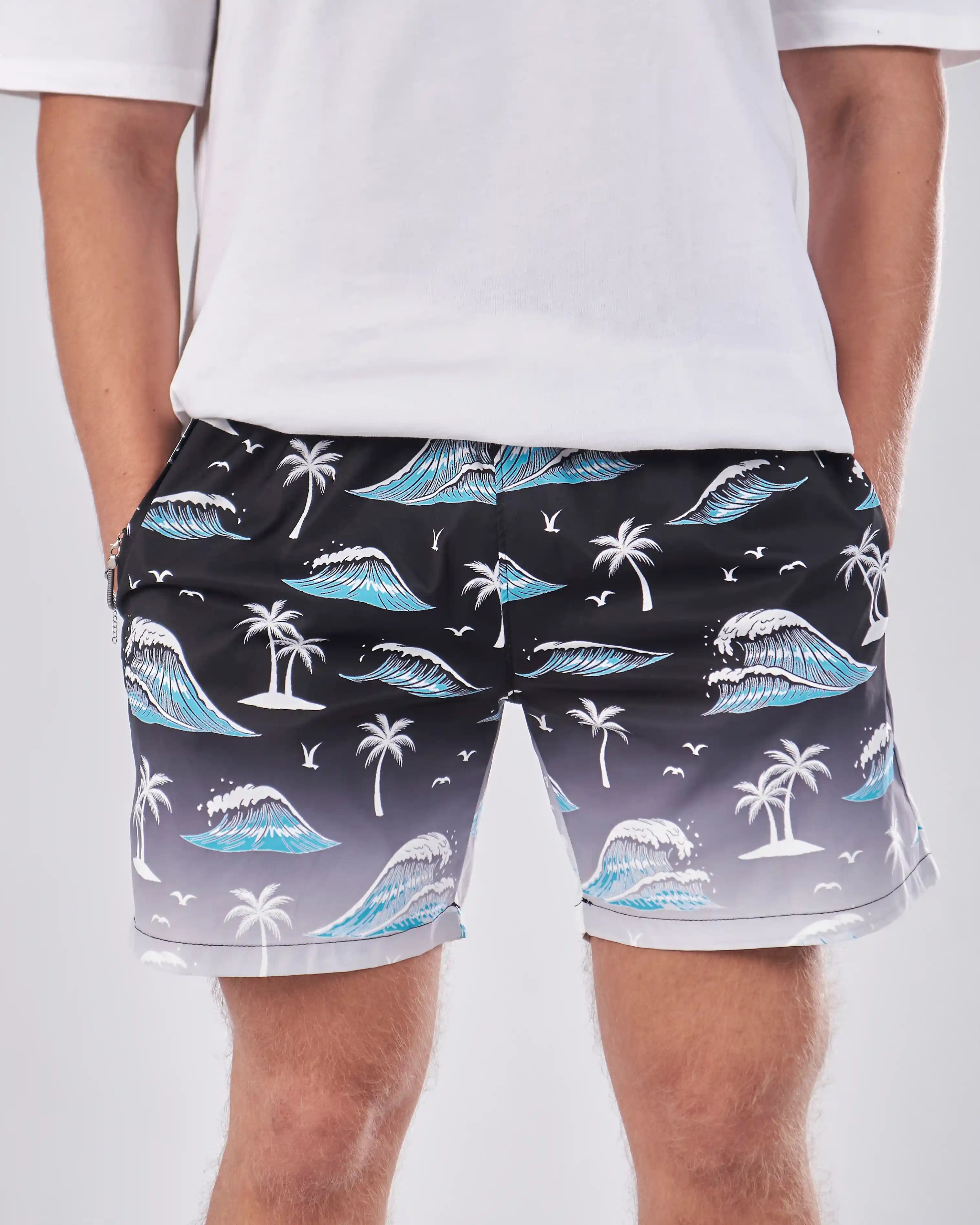 Swimshort – Black Wave Print