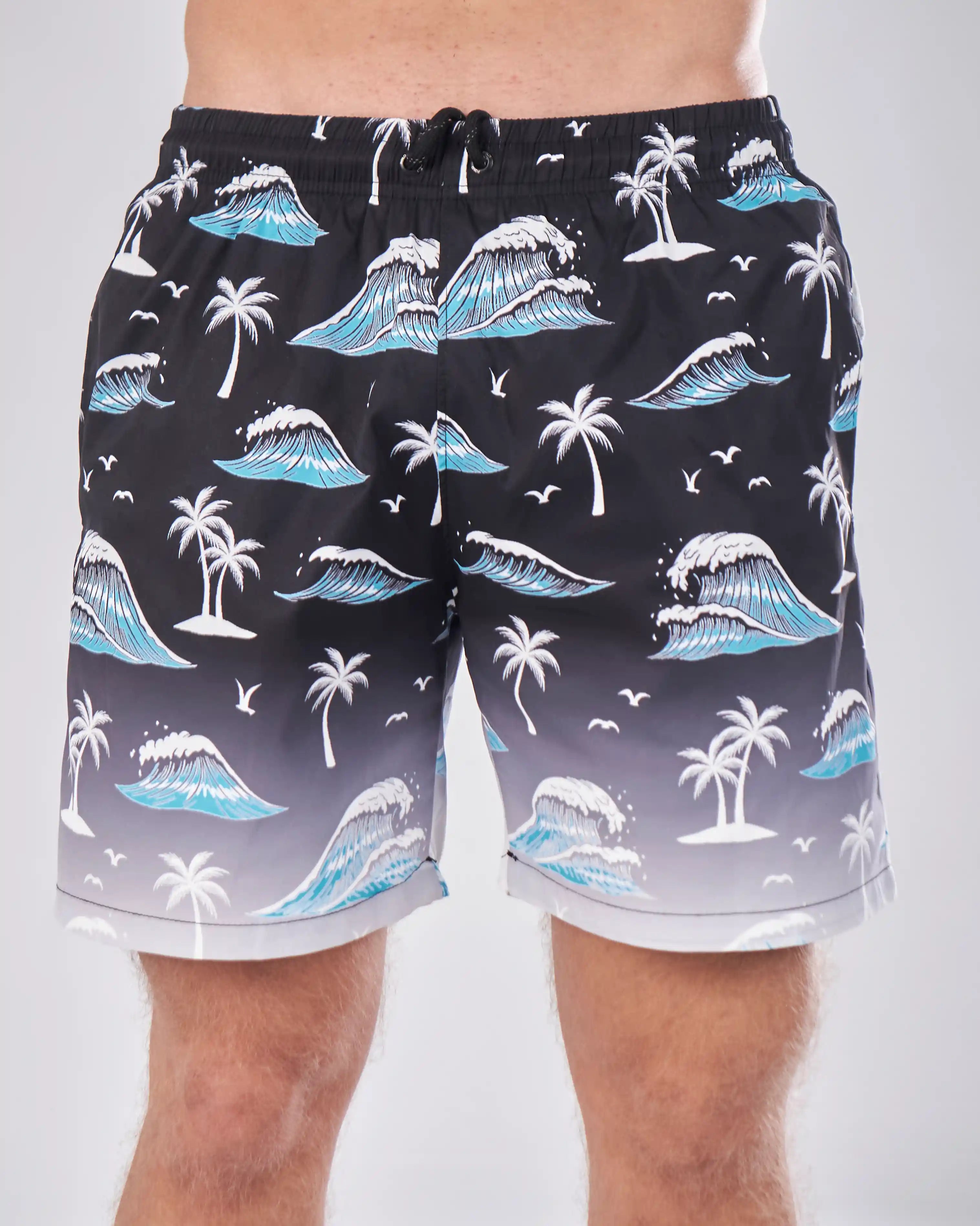 Swimshort – Black Wave Print