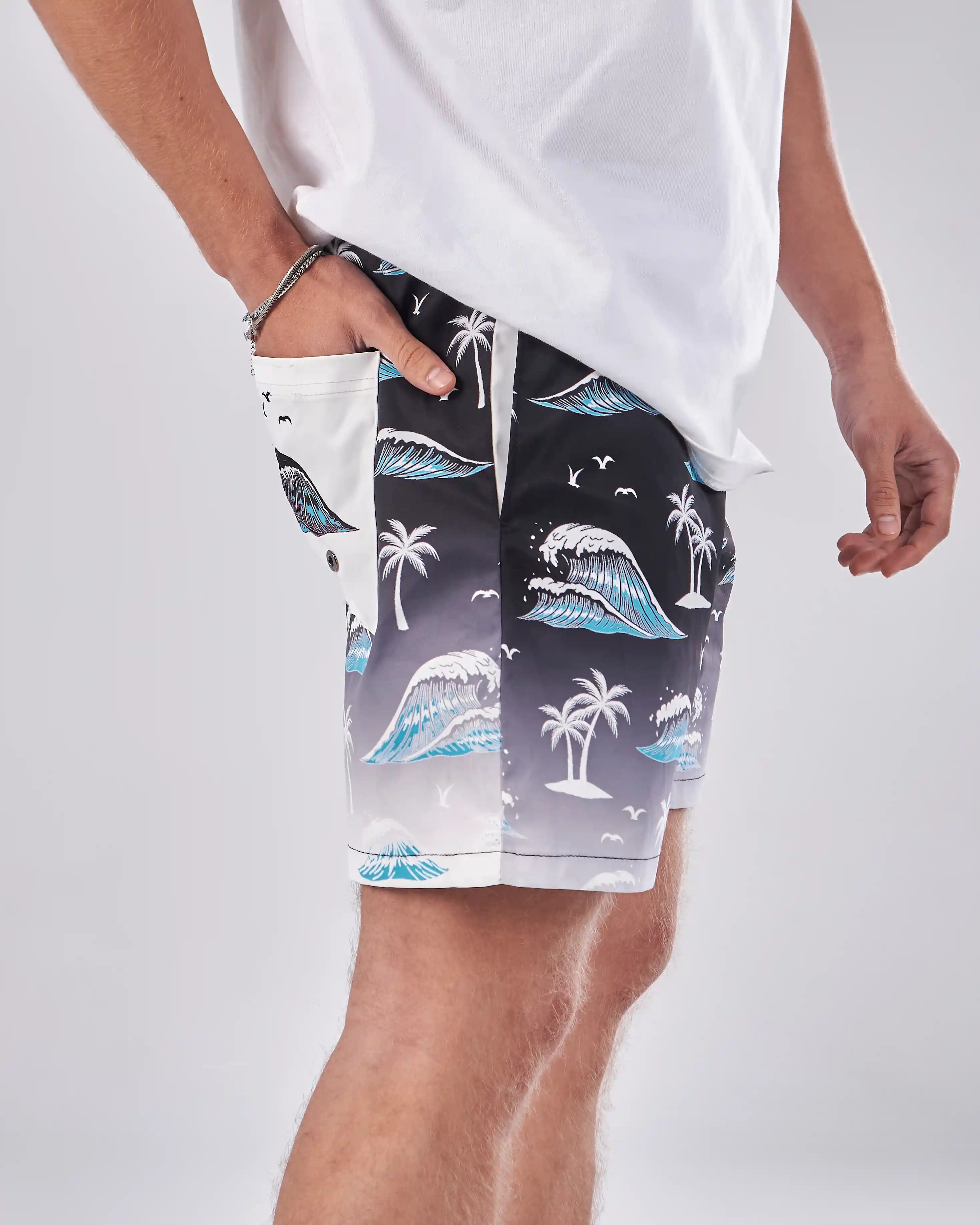 Swimshort – Black Wave Print