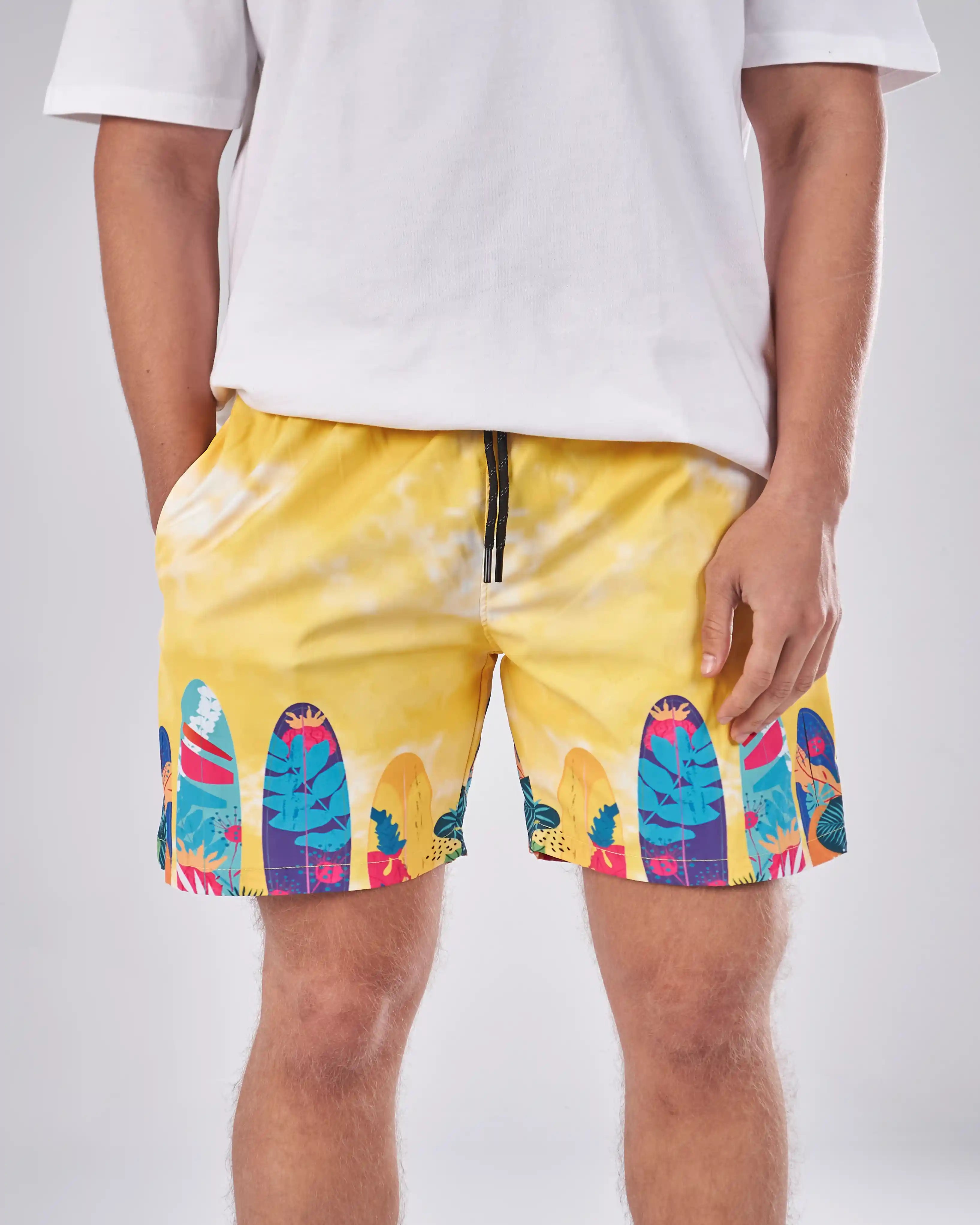 Swimshort – Yellow Surfboard Print