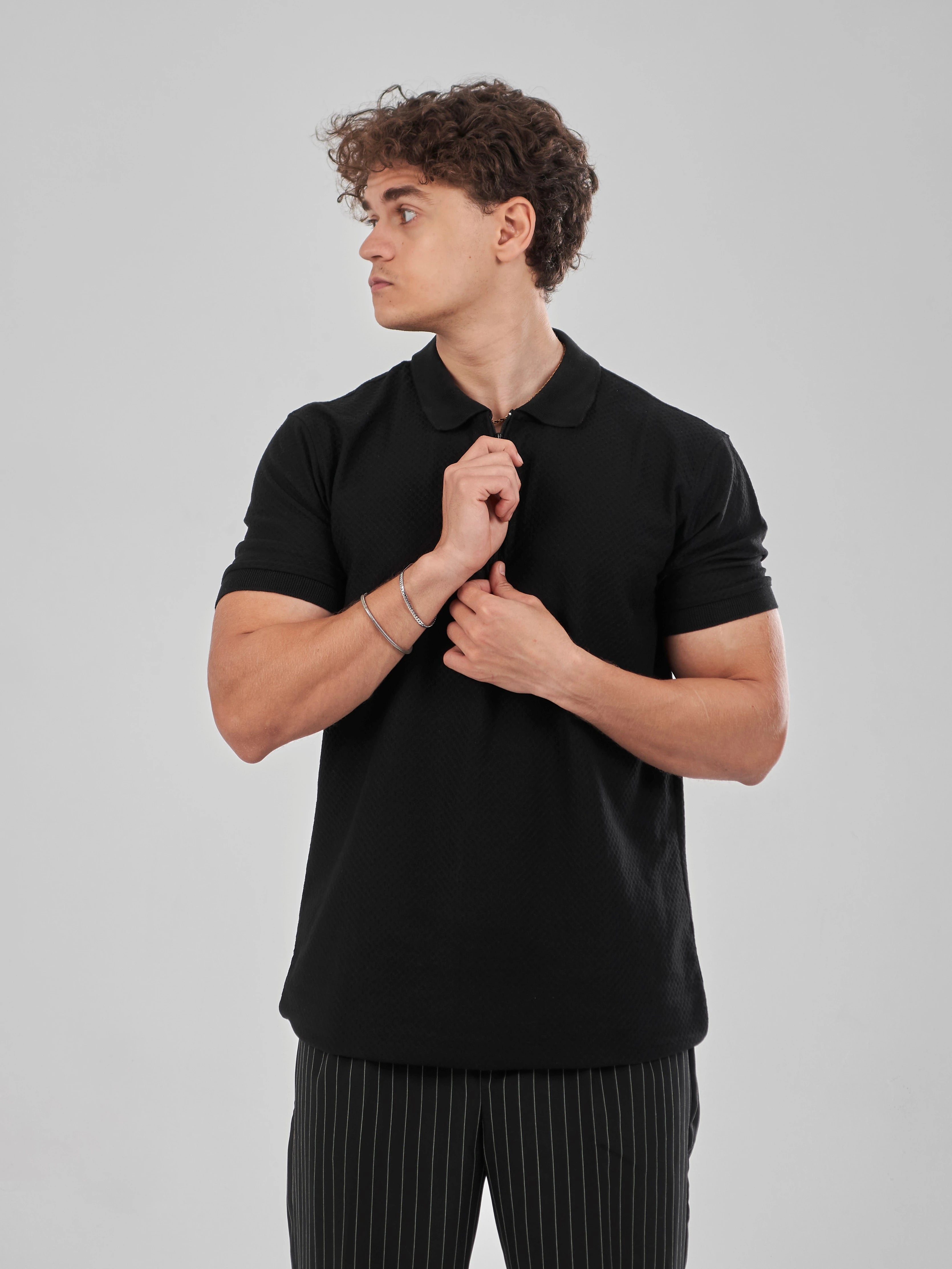 TriC Zip Polo - Black