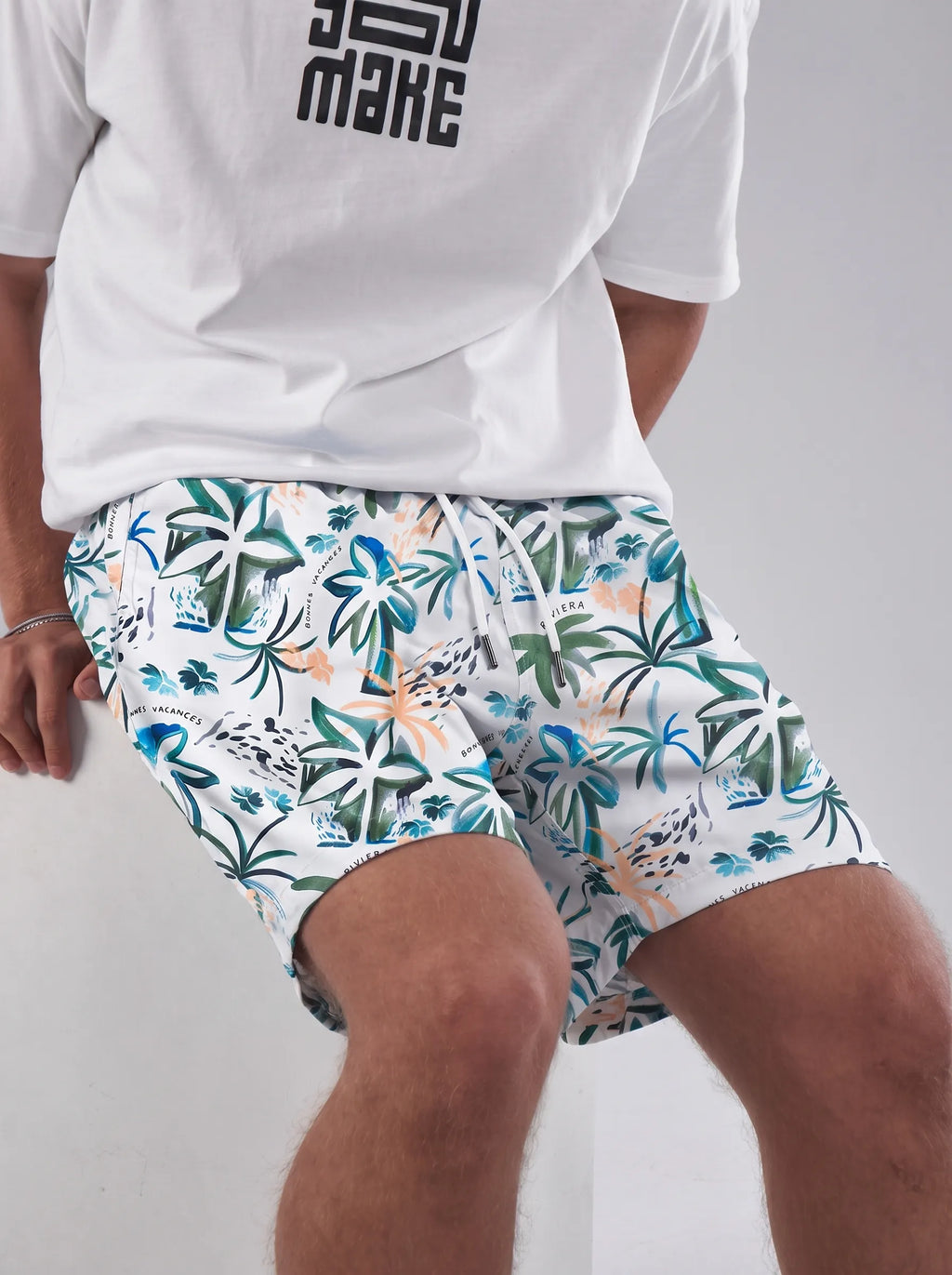 Swimshort – White Tropical Floral