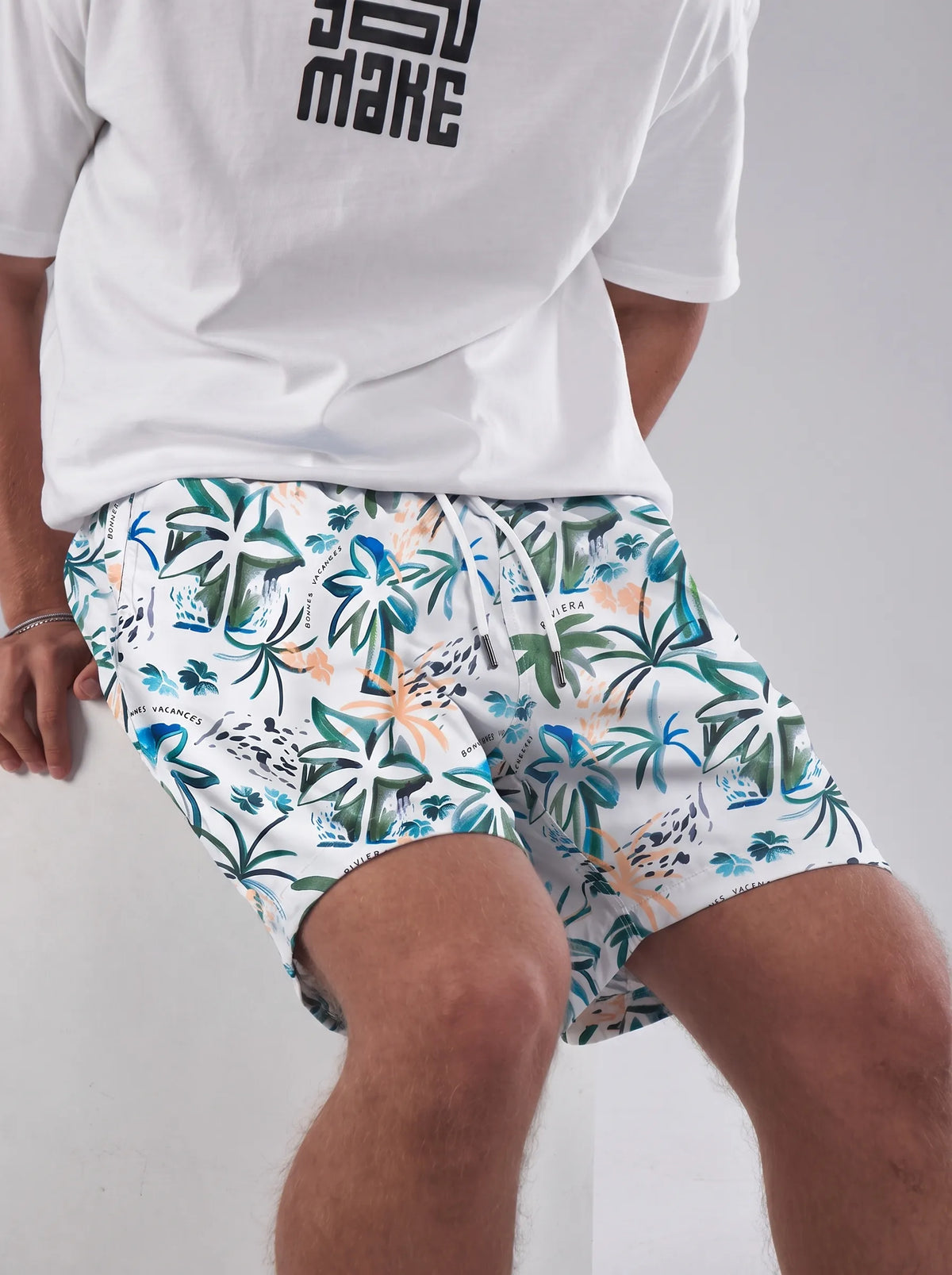 Swimshort – White Tropical Floral
