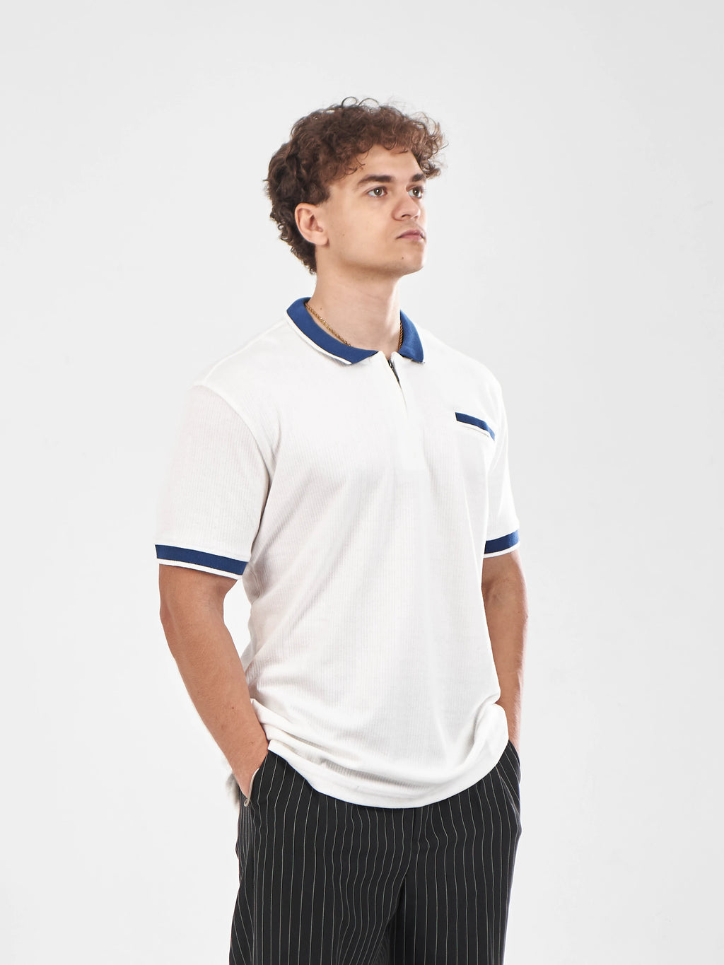 TriC Zip Polo - White