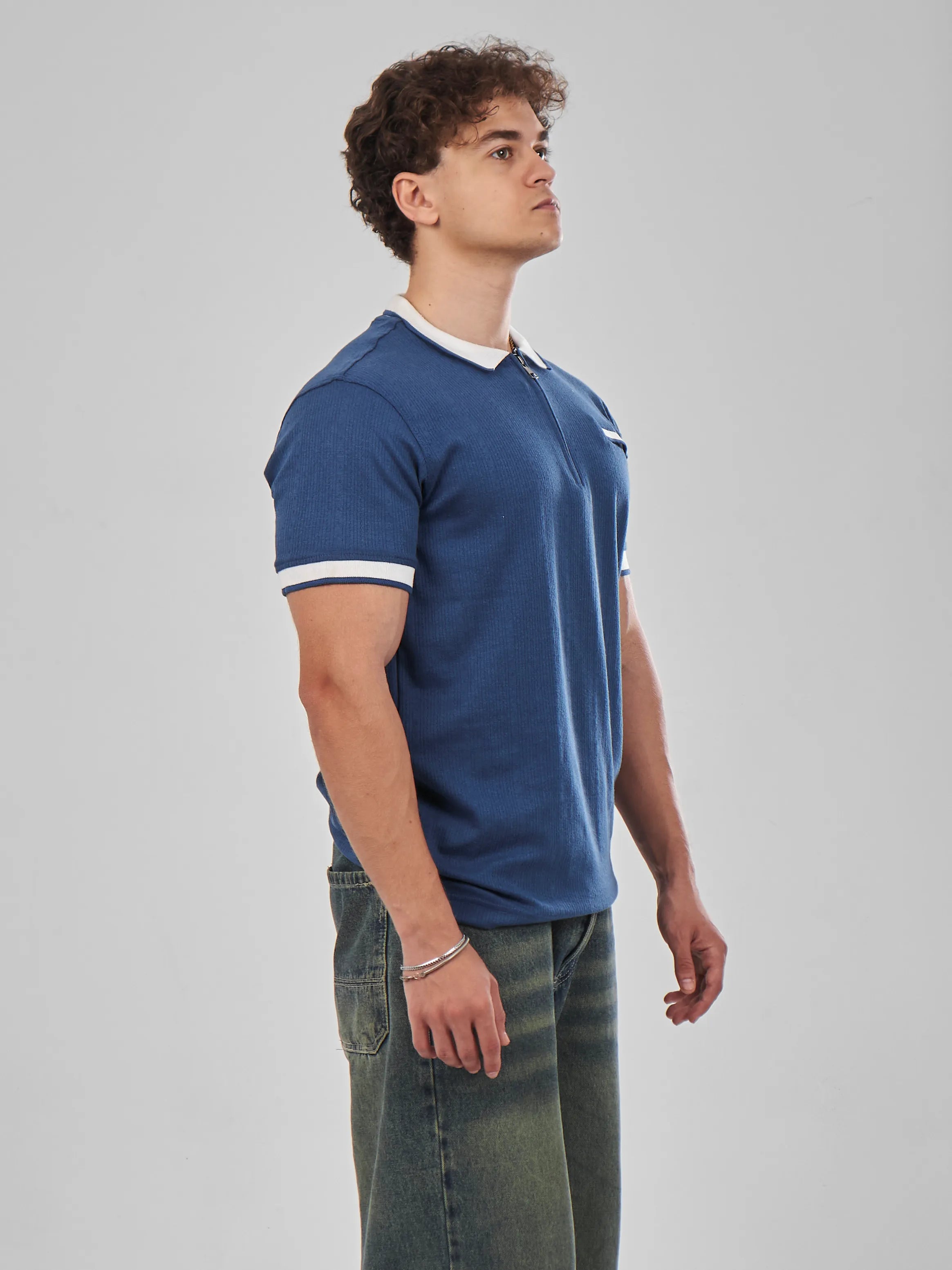 TriC Zip Polo - Blue/Navy