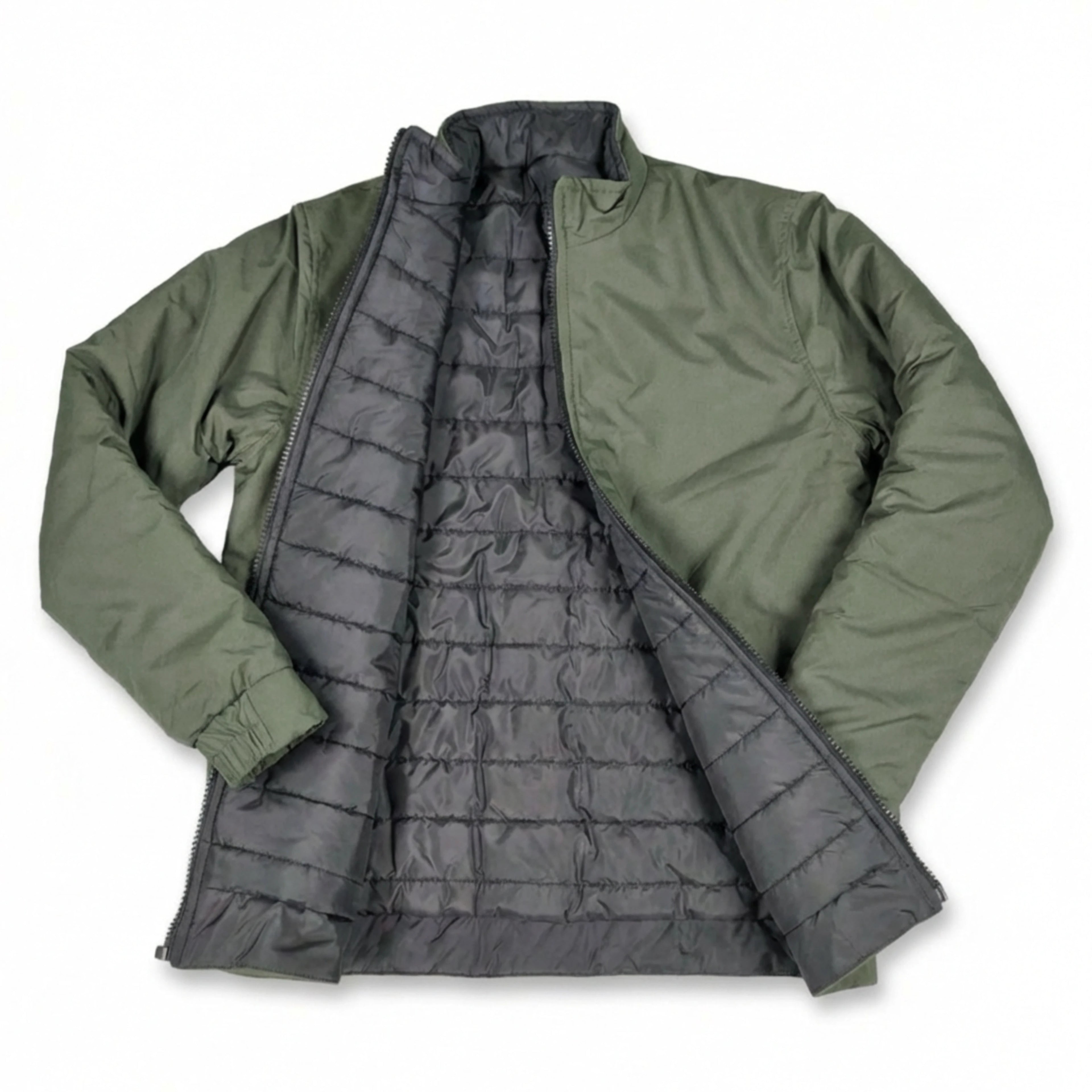 Double-Faced Waterproof Jacket - Black & Dark Green.