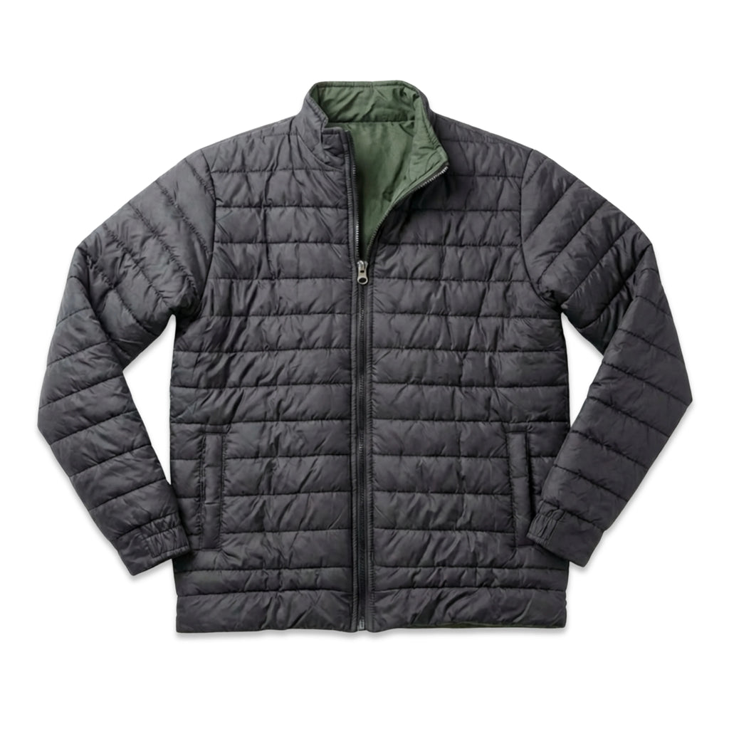 Double-Faced Waterproof Jacket - Black & Dark Green.