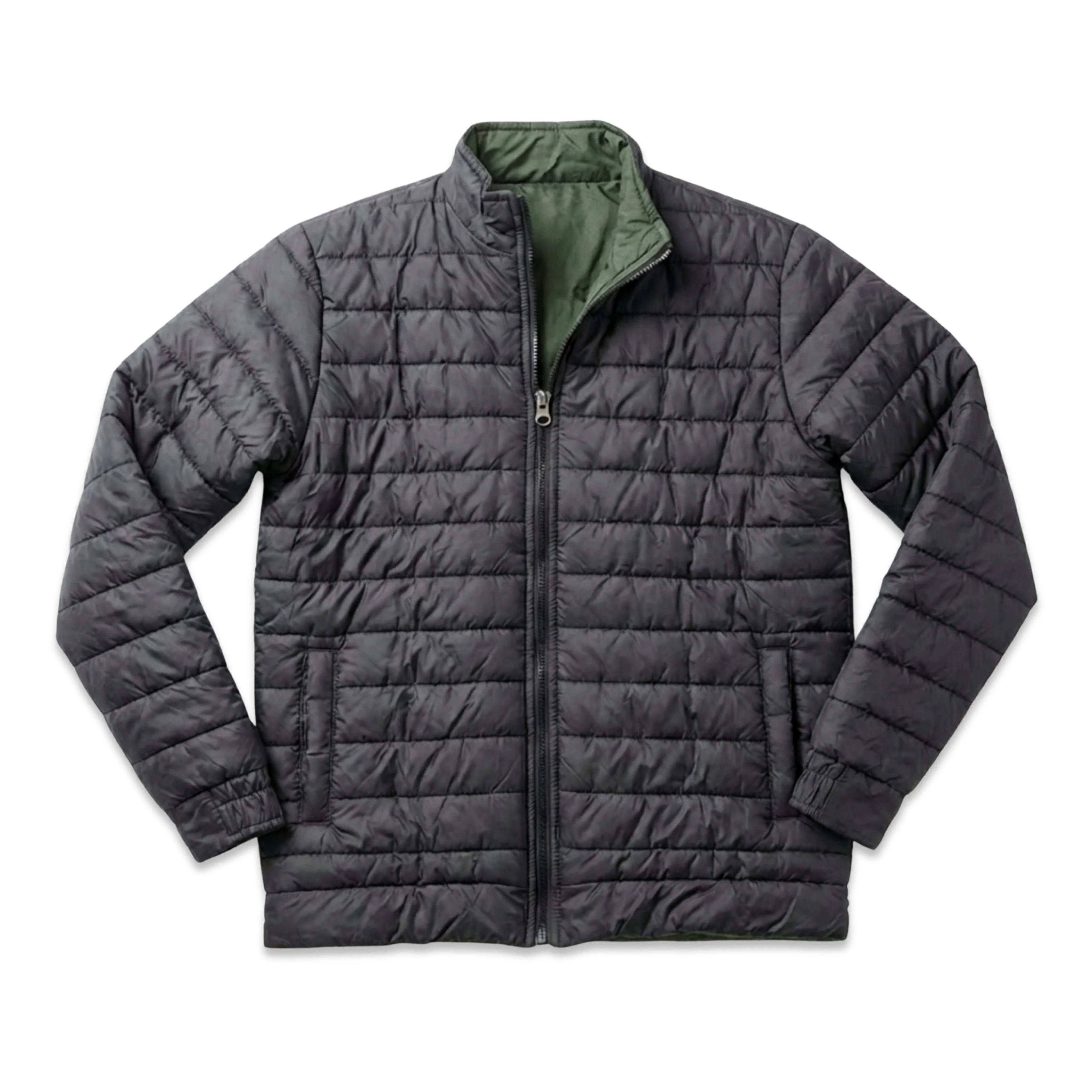 Double-Faced Waterproof Jacket - Black & Dark Green.