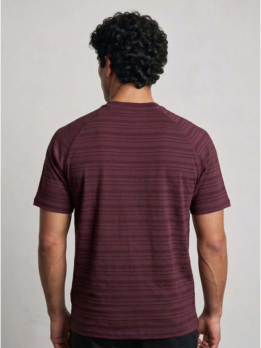TriC Stripe Texture Tee - Burgundy