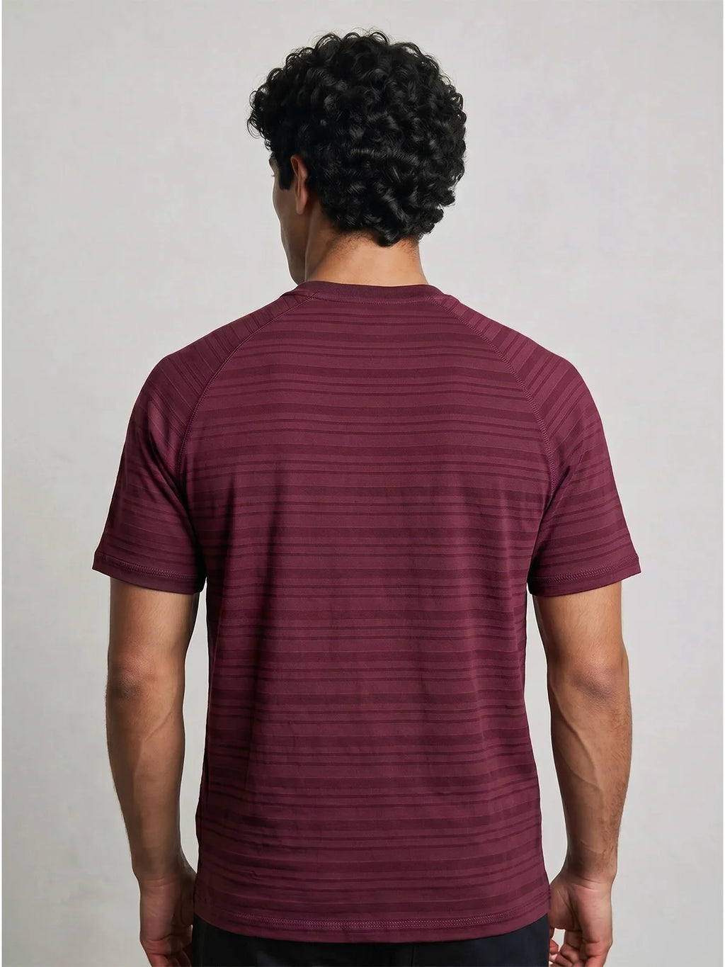 TriC Stripe Texture Tee - Burgundy