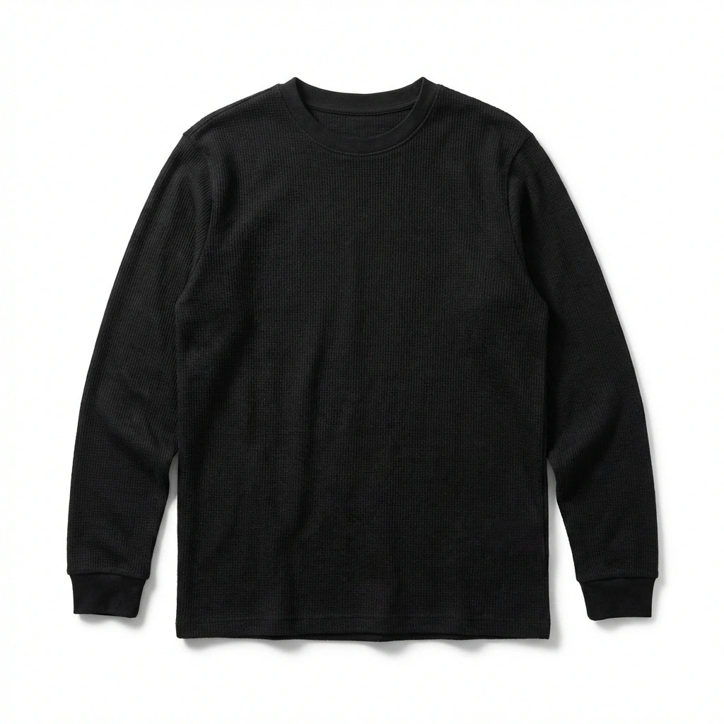 Ribbed Long Sleeves Undershirt - Black