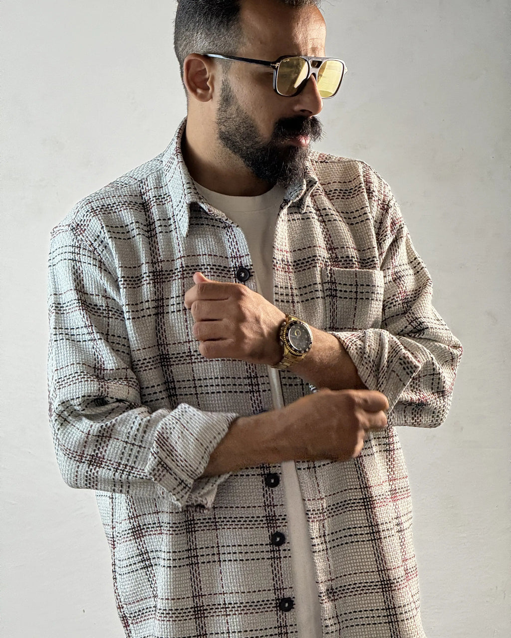 Relaxed Cotton Shirt - Black & Grey