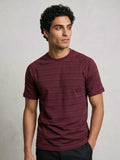 TriC Stripe Texture Tee - Burgundy