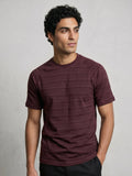 TriC Stripe Texture Tee - Burgundy